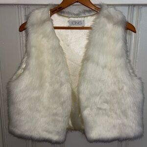 Vintage Icing white faux-fur vest shawl cape overcoat size